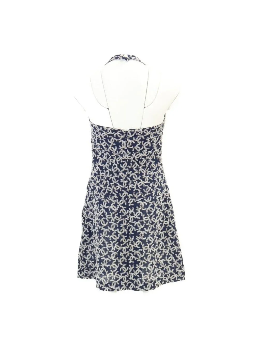 Chanel CC Logo Embroidery Halter Neck Dress 34